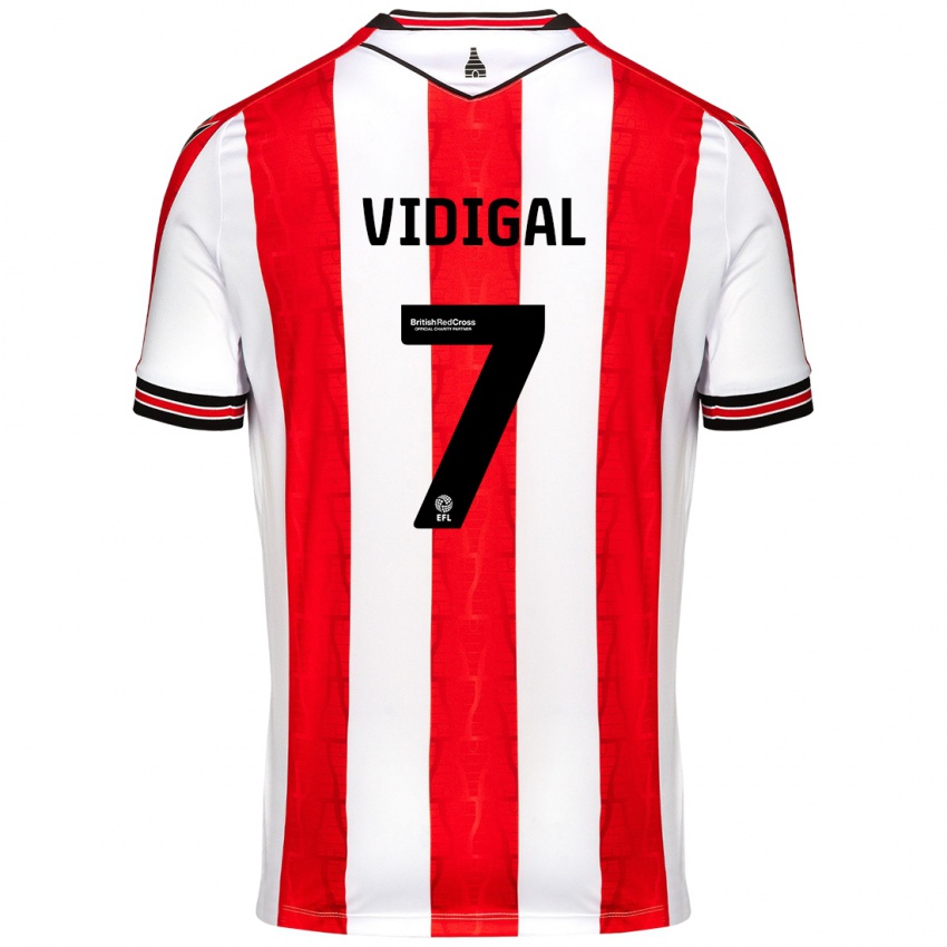 Homme Maillot André Vidigal #7 Rouge Blanc Tenues Domicile 2024/25 T-Shirt Belgique