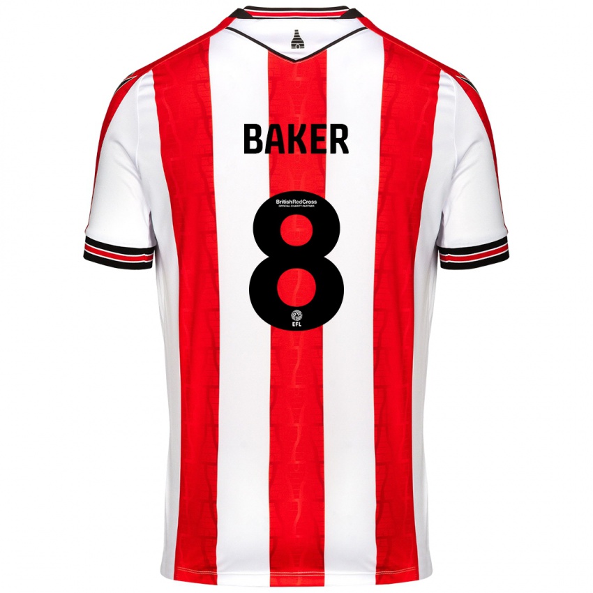 Homme Maillot Lewis Baker #8 Rouge Blanc Tenues Domicile 2024/25 T-Shirt Belgique