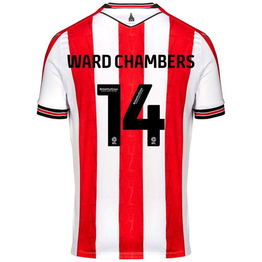 Homme Maillot Courtnay Ward-Chambers #14 Rouge Blanc Tenues Domicile 2024/25 T-Shirt Belgique