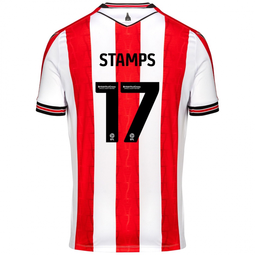 Homme Maillot Shannon Stamps #17 Rouge Blanc Tenues Domicile 2024/25 T-Shirt Belgique