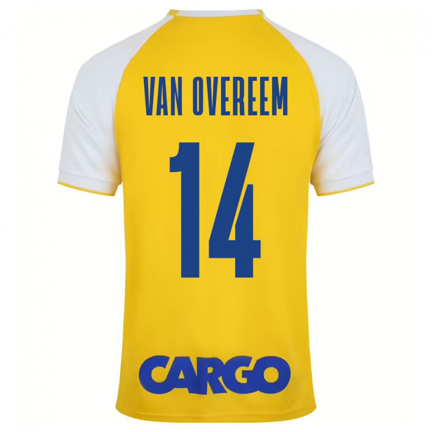 Heren Joris Van Overeem #14 Geel Wit Thuisshirt Thuistenue 2024/25 T-Shirt België