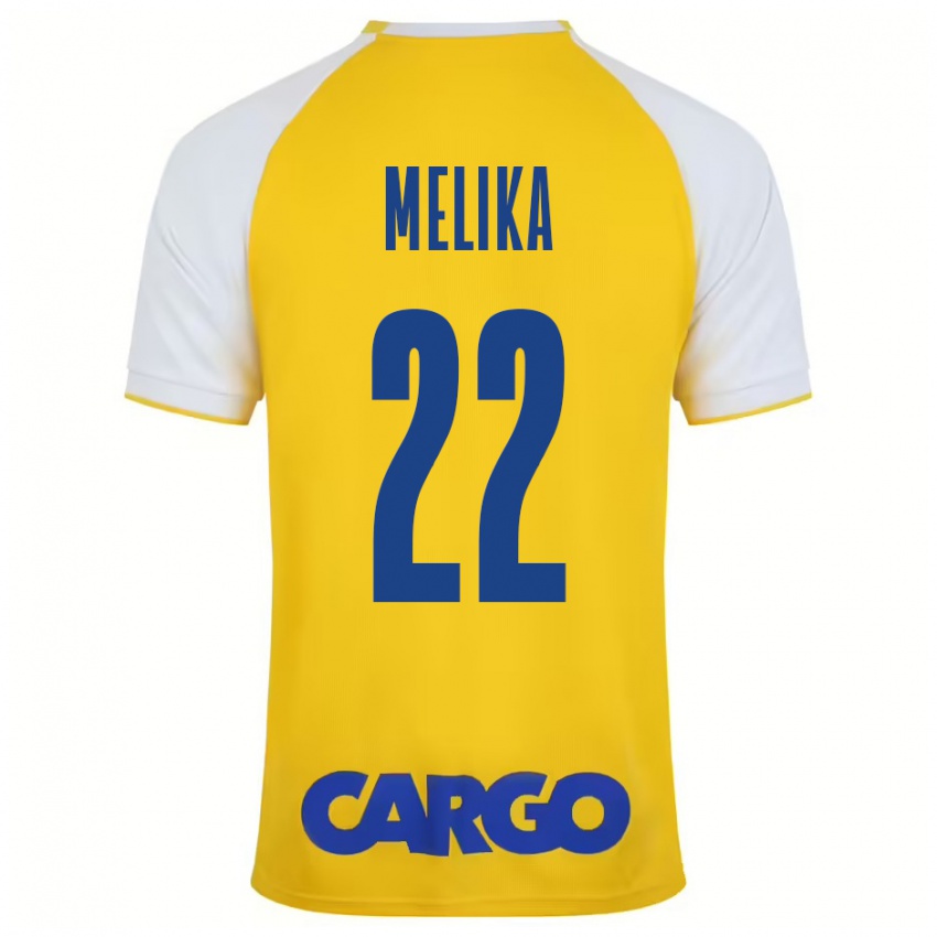 Homme Maillot Ofek Melika #22 Jaune Blanc Tenues Domicile 2024/25 T-Shirt Belgique