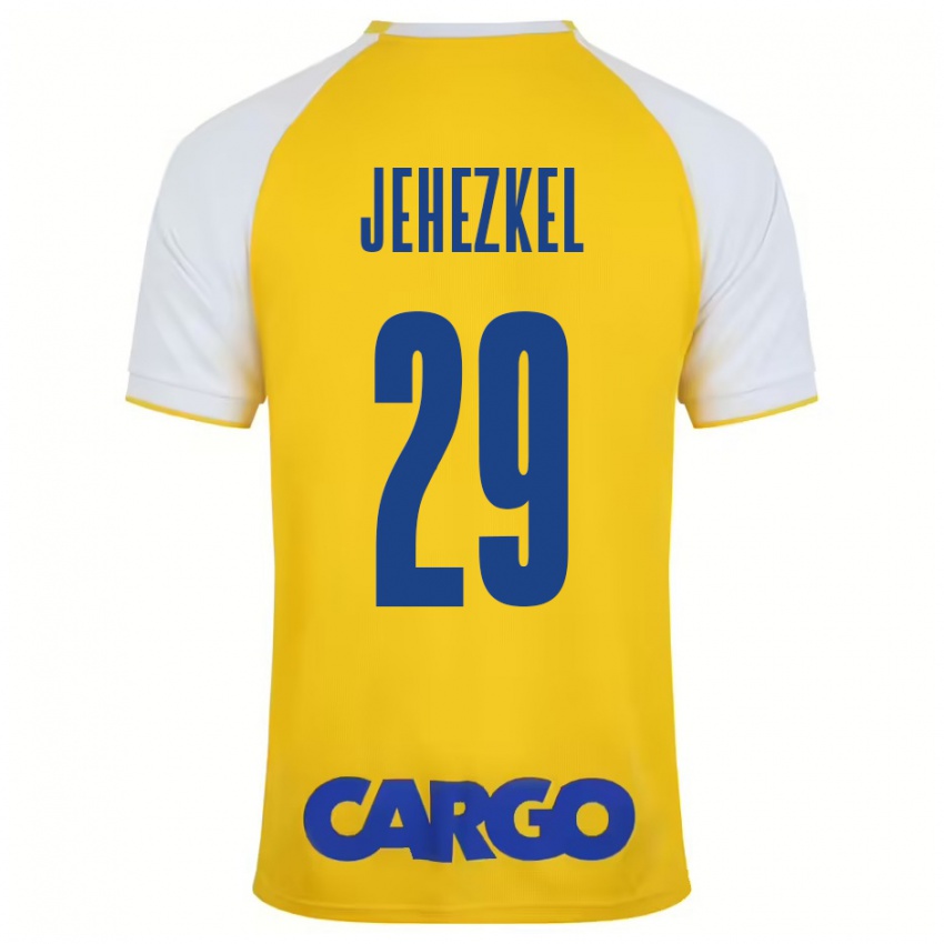 Homme Maillot Sagiv Jehezkel #29 Jaune Blanc Tenues Domicile 2024/25 T-Shirt Belgique