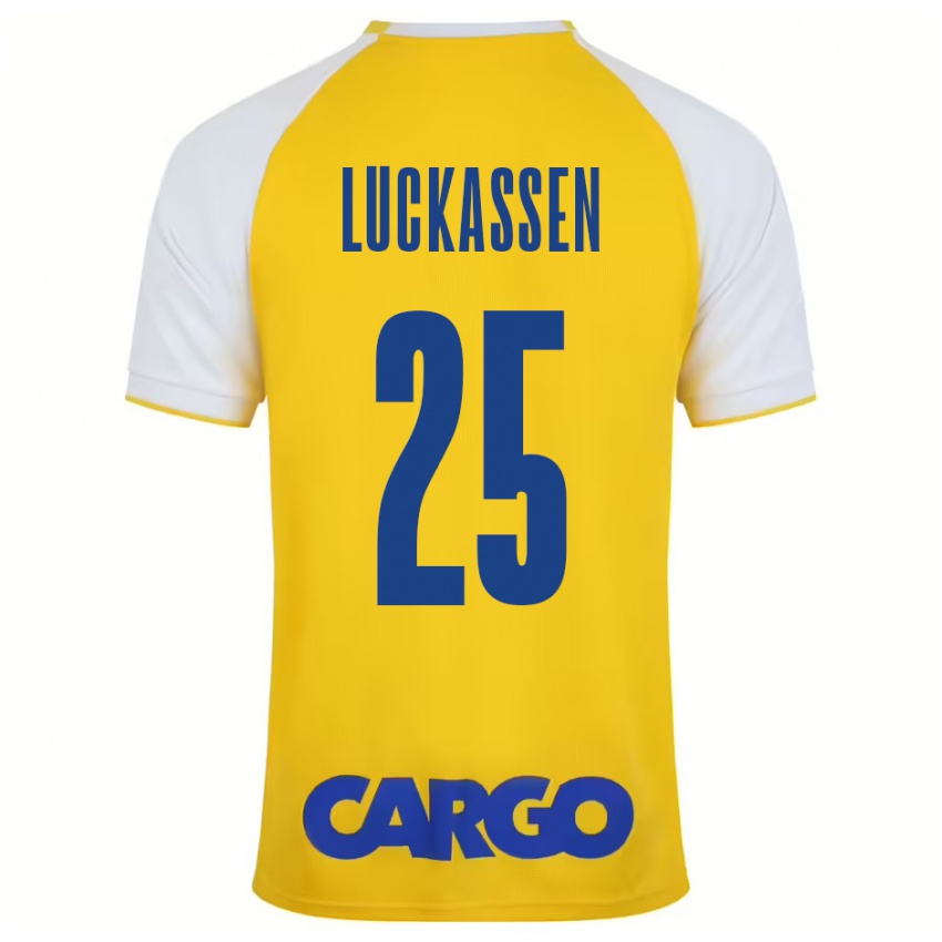 Heren Derrick Luckassen #25 Geel Wit Thuisshirt Thuistenue 2024/25 T-Shirt België