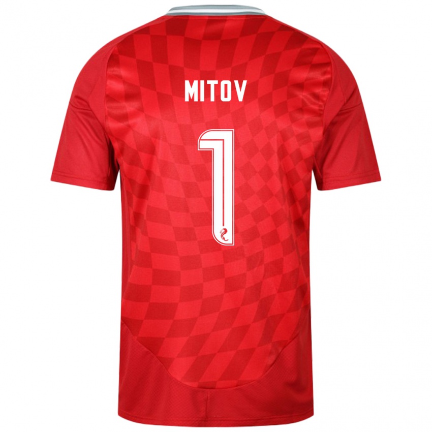 Herren Dimitar Mitov #1 Rot Heimtrikot Trikot 2024/25 T-Shirt Belgien