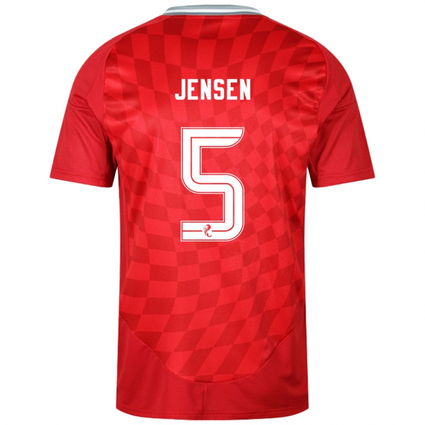 Herren Richard Jensen #5 Rot Heimtrikot Trikot 2024/25 T-Shirt Belgien