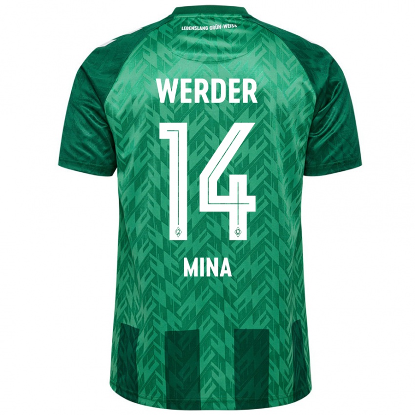 Heren Johan Mina #14 Groen Thuisshirt Thuistenue 2024/25 T-Shirt België