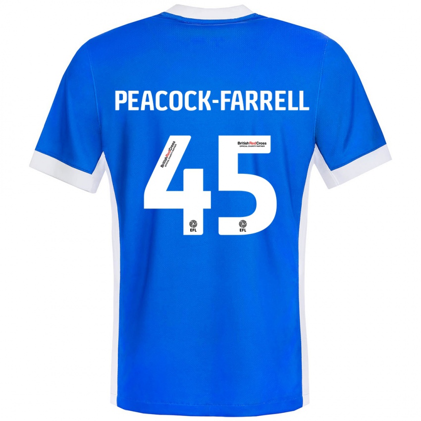 Homme Maillot Bailey Peacock-Farrell #45 Bleu Blanc Tenues Domicile 2024/25 T-Shirt Belgique