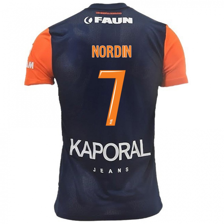 Homme Maillot Arnaud Nordin #7 Bleu Marine Orange Tenues Domicile 2024/25 T-Shirt Belgique