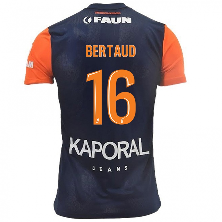 Homme Maillot Dimitry Bertaud #16 Bleu Marine Orange Tenues Domicile 2024/25 T-Shirt Belgique