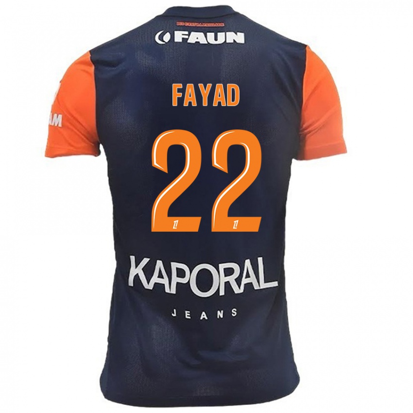 Homme Maillot Khalil Fayad #22 Bleu Marine Orange Tenues Domicile 2024/25 T-Shirt Belgique