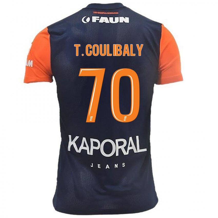 Herren Tanguy Coulibaly #70 Marineblau Orange Heimtrikot Trikot 2024/25 T-Shirt Belgien