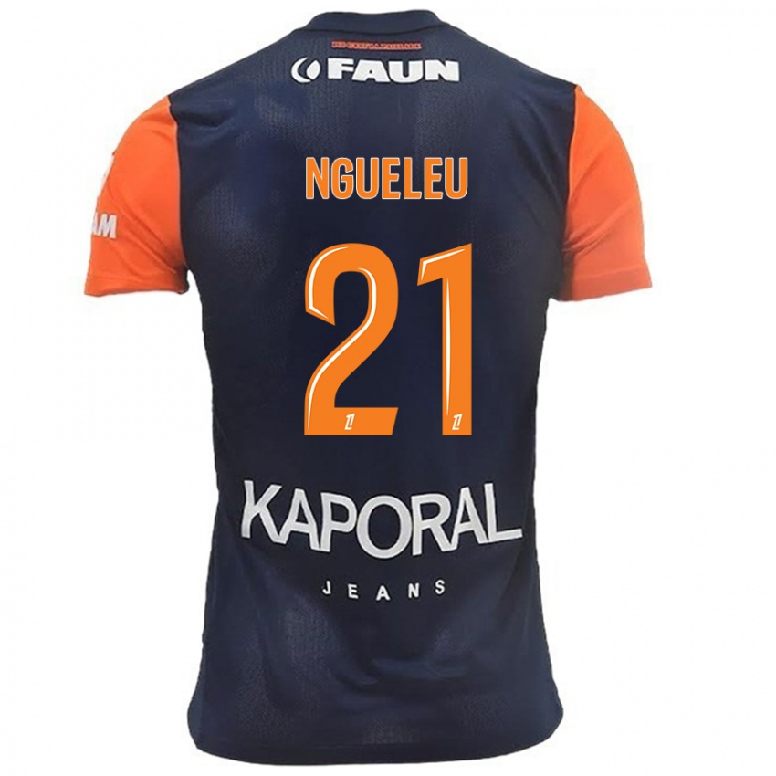 Homme Maillot Nina Ngueleu #21 Bleu Marine Orange Tenues Domicile 2024/25 T-Shirt Belgique