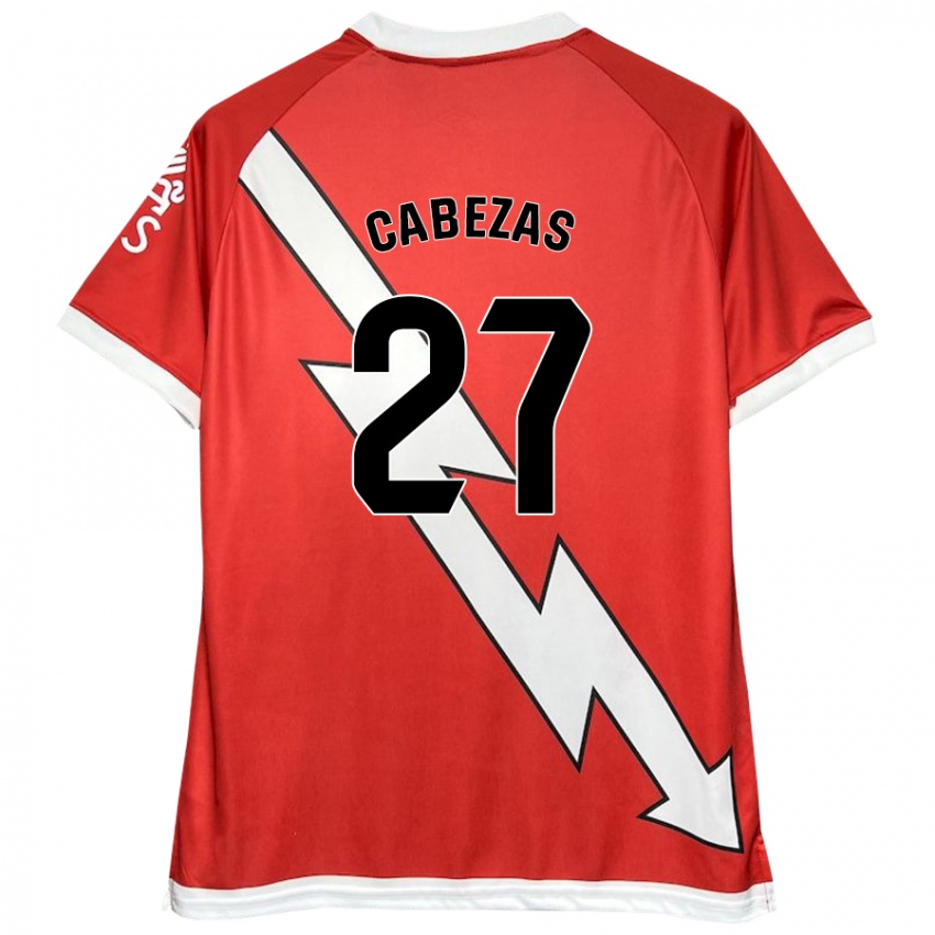 Homme Maillot Claudia María Cabezas #27 Blanc Rouge Tenues Domicile 2024/25 T-Shirt Belgique