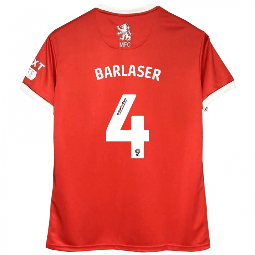 Heren Dan Barlaser #4 Rood Wit Thuisshirt Thuistenue 2024/25 T-Shirt België