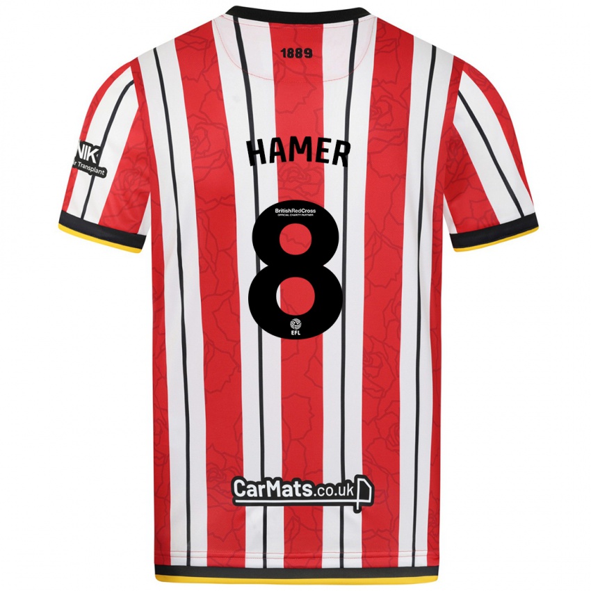 Herren Gustavo Hamer #8 Rot Weiße Streifen Heimtrikot Trikot 2024/25 T-Shirt Belgien