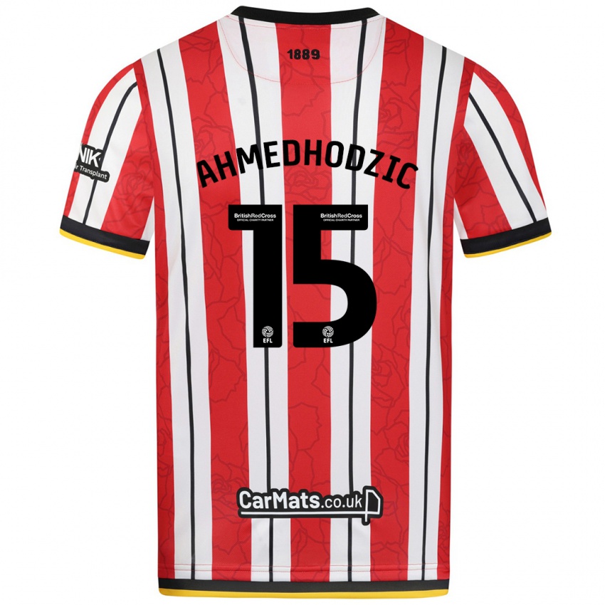 Heren Anel Ahmedhodzic #15 Rood Witte Strepen Thuisshirt Thuistenue 2024/25 T-Shirt België