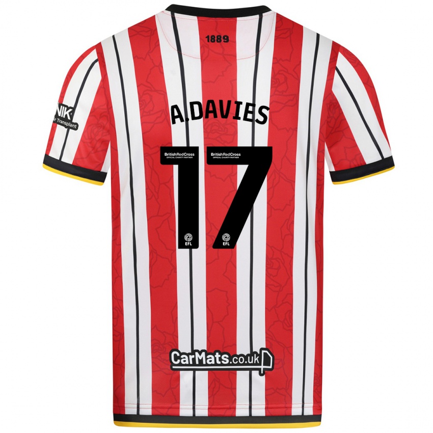 Homme Maillot Adam Davies #17 Rayures Blanches Rouges Tenues Domicile 2024/25 T-Shirt Belgique