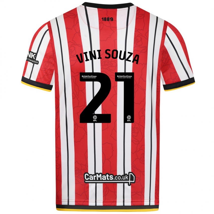 Heren Vini Souza #21 Rood Witte Strepen Thuisshirt Thuistenue 2024/25 T-Shirt België