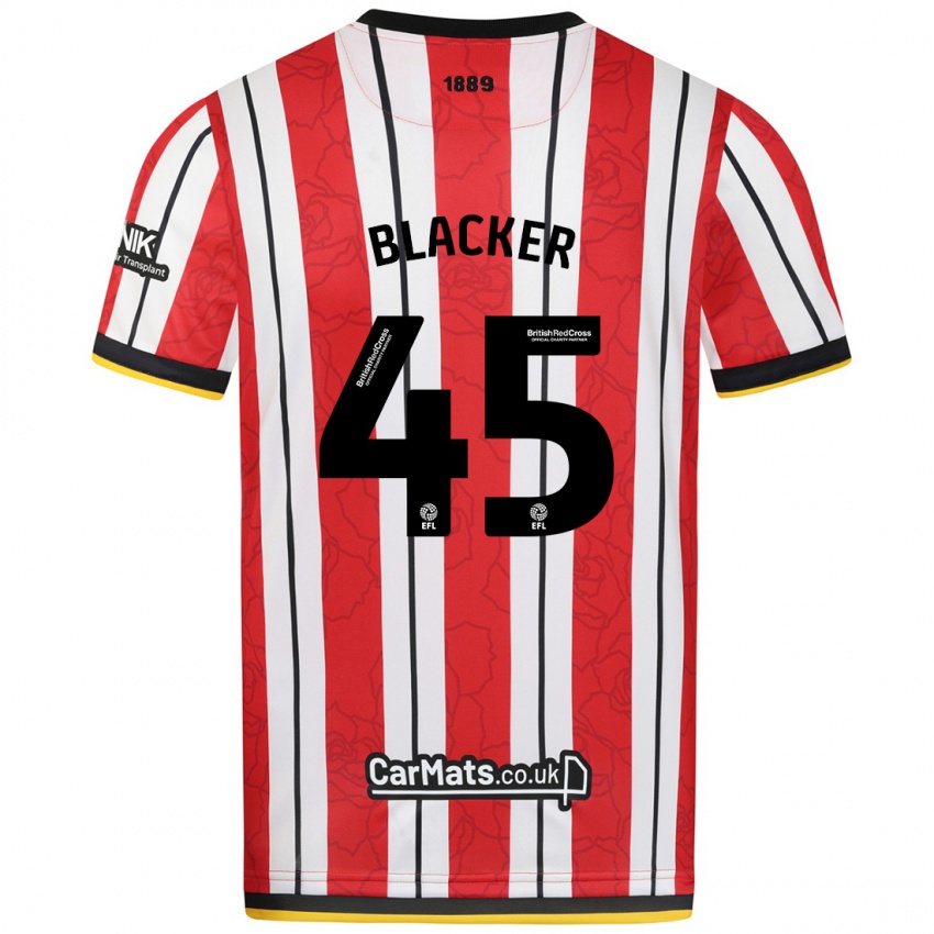 Heren Billy Blacker #45 Rood Witte Strepen Thuisshirt Thuistenue 2024/25 T-Shirt België