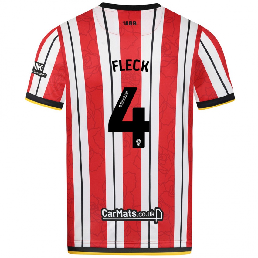 Heren John Fleck #4 Rood Witte Strepen Thuisshirt Thuistenue 2024/25 T-Shirt België