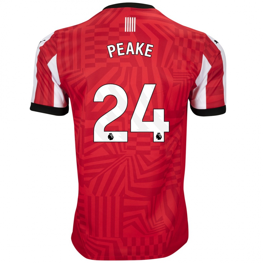 Homme Maillot Paige Peake #24 Rouge Blanc Tenues Domicile 2024/25 T-Shirt Belgique