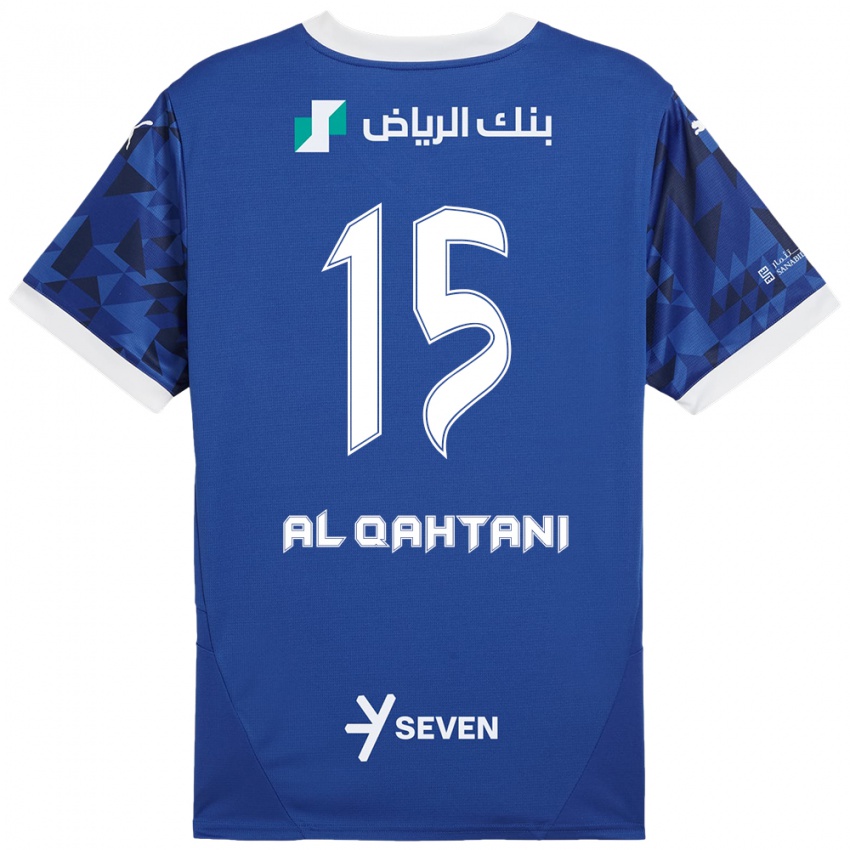 Homme Maillot Mohammed Al-Qahtani #15 Bleu Foncé Blanc Tenues Domicile 2024/25 T-Shirt Belgique