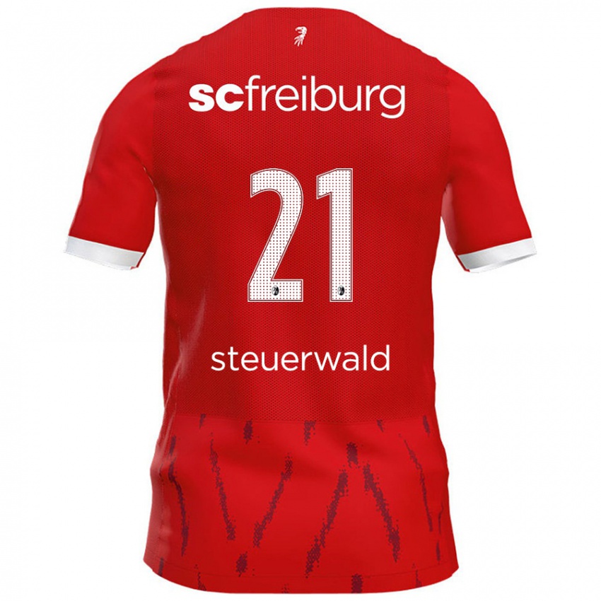 Homme Maillot Samantha Steuerwald #21 Rouge Tenues Domicile 2024/25 T-Shirt Belgique