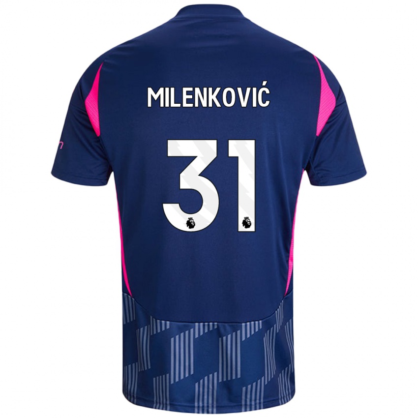 Homme Maillot Nikola Milenkovic #31 Bleu Royal Rose Tenues Extérieur 2024/25 T-Shirt Belgique