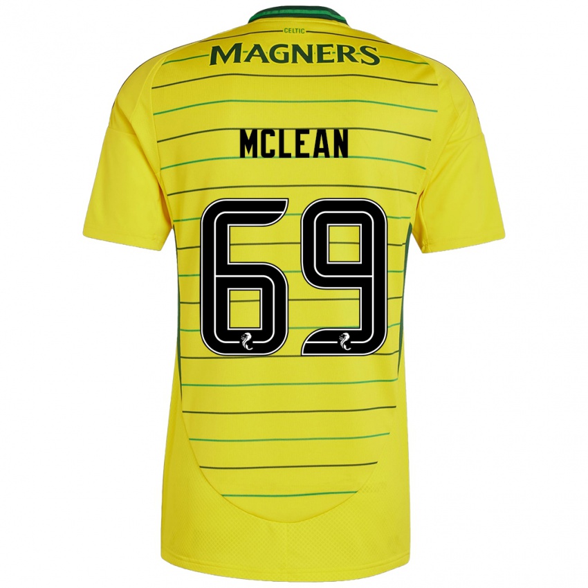 Herren Kai Mclean #69 Gelb Auswärtstrikot Trikot 2024/25 T-Shirt Belgien