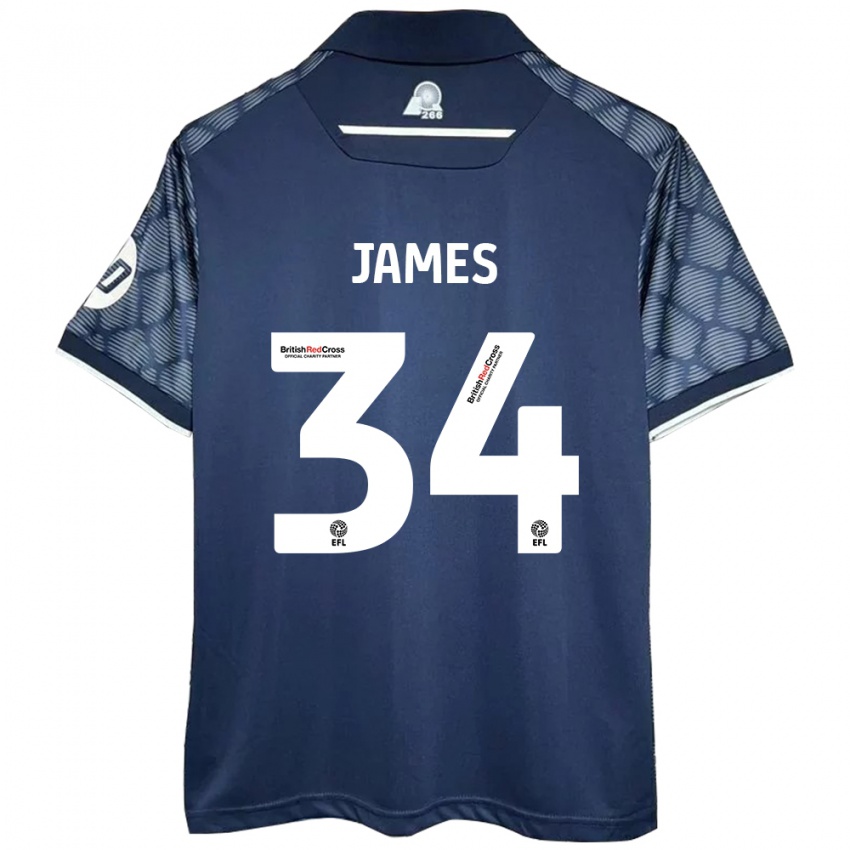 Heren Aaron James #34 Zwart Uitshirt Uittenue 2024/25 T-Shirt België