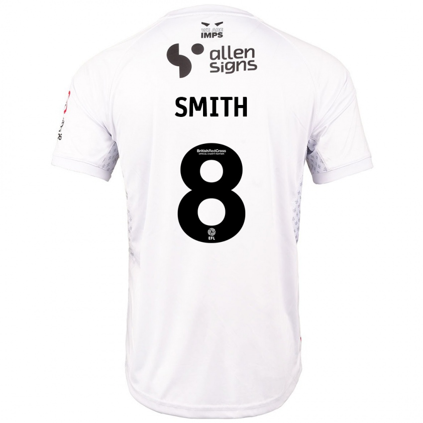 Heren Alistair Smith #8 Rood Wit Uitshirt Uittenue 2024/25 T-Shirt België