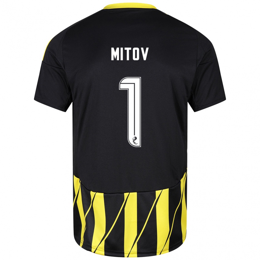 Herren Dimitar Mitov #1 Schwarz Gelb Auswärtstrikot Trikot 2024/25 T-Shirt Belgien