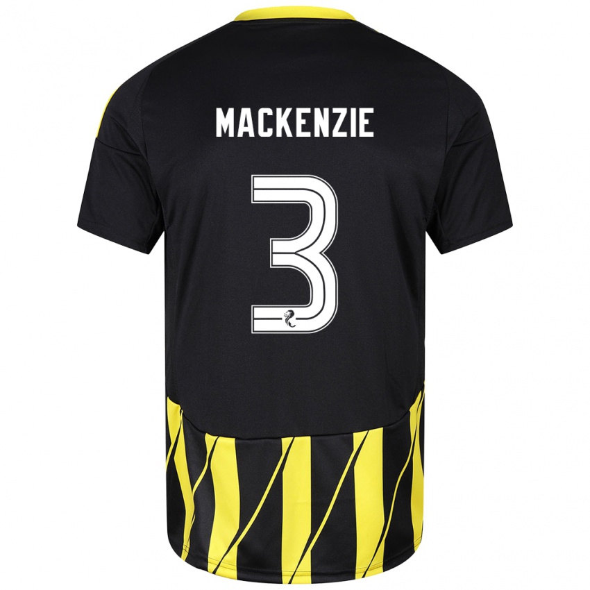 Heren Jack Mackenzie #3 Zwart Geel Uitshirt Uittenue 2024/25 T-Shirt België