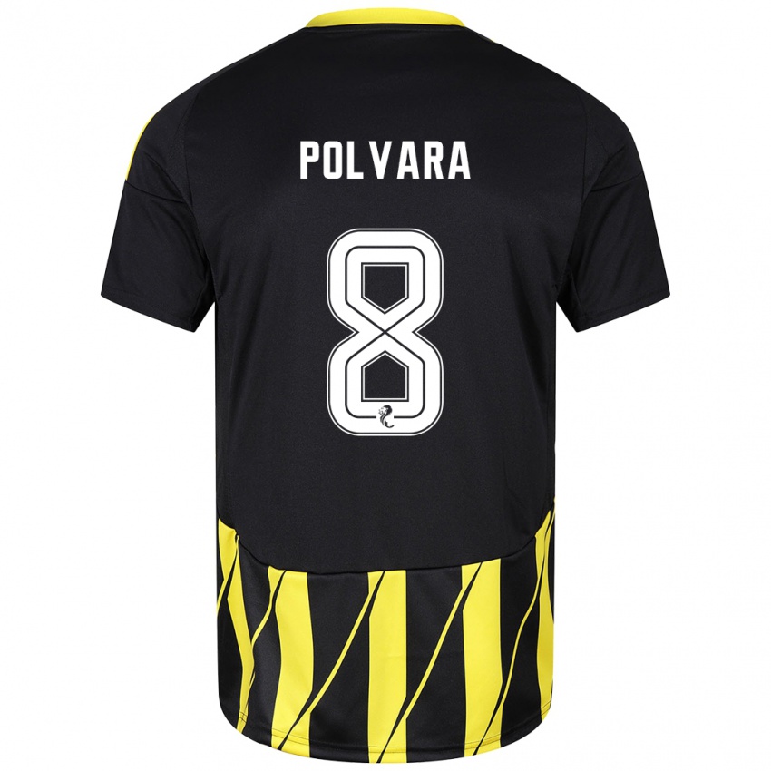 Herren Dante Polvara #8 Schwarz Gelb Auswärtstrikot Trikot 2024/25 T-Shirt Belgien