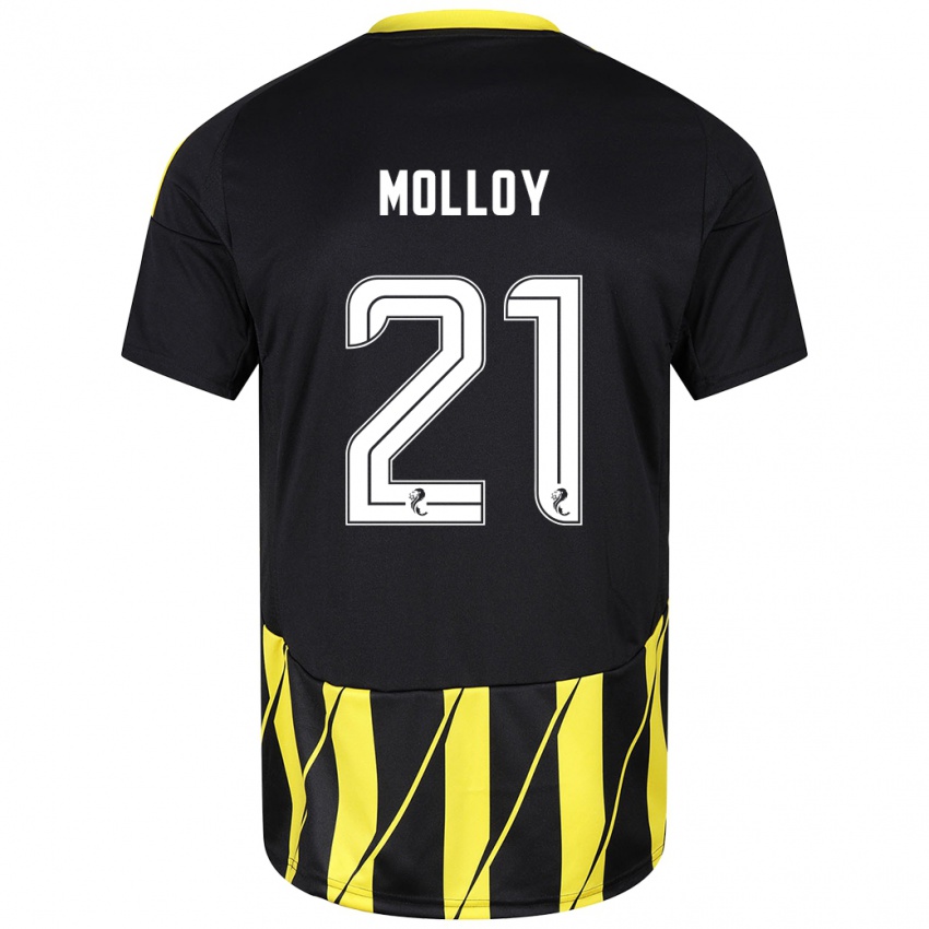 Herren Gavin Molloy #21 Schwarz Gelb Auswärtstrikot Trikot 2024/25 T-Shirt Belgien