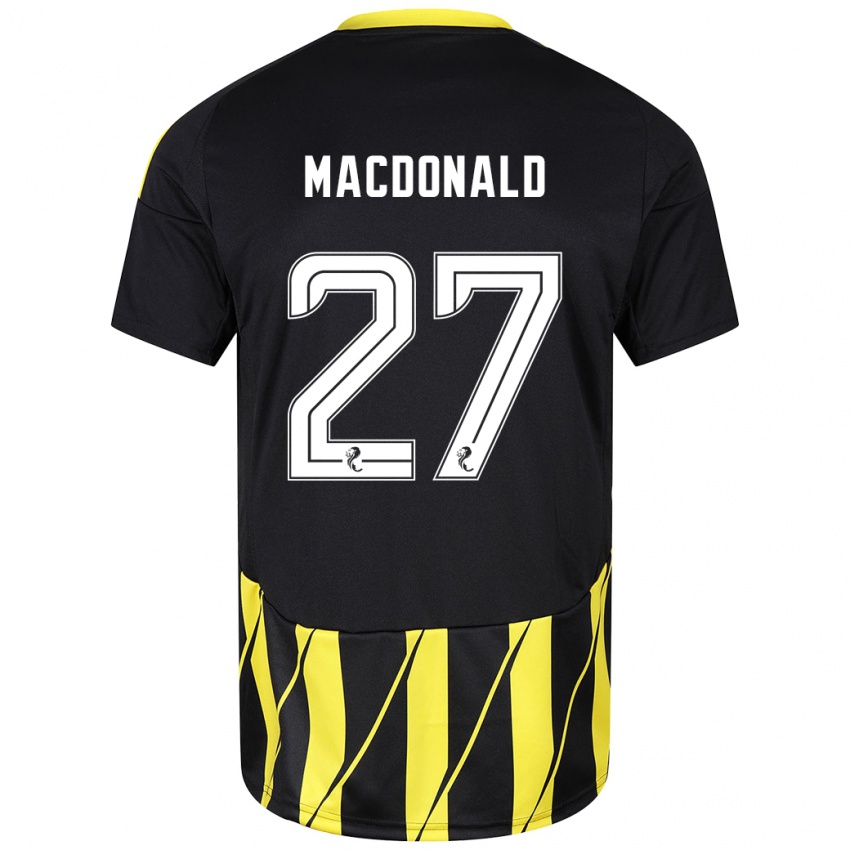 Herren Angus Macdonald #27 Schwarz Gelb Auswärtstrikot Trikot 2024/25 T-Shirt Belgien