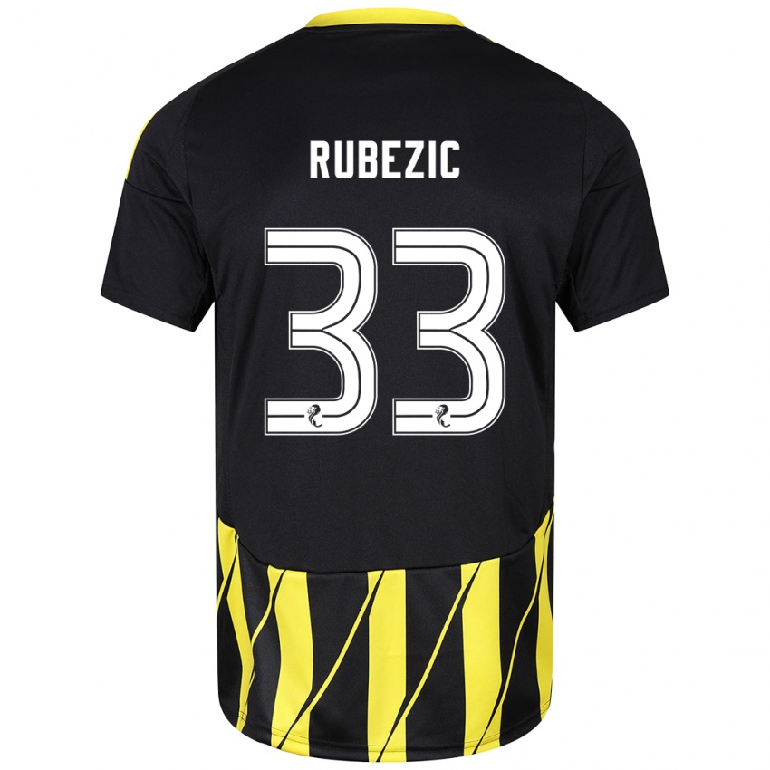 Heren Slobodan Rubezic #33 Zwart Geel Uitshirt Uittenue 2024/25 T-Shirt België