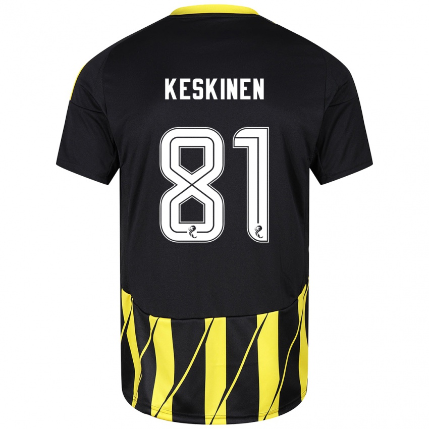 Herren Topi Keskinen #81 Schwarz Gelb Auswärtstrikot Trikot 2024/25 T-Shirt Belgien