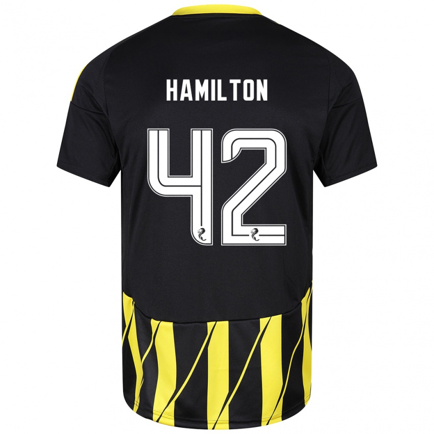 Herren Brendan Hamilton #42 Schwarz Gelb Auswärtstrikot Trikot 2024/25 T-Shirt Belgien