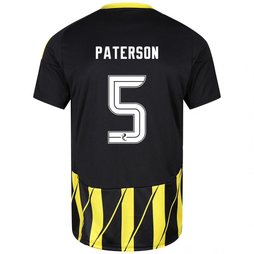 Heren Donna Paterson #5 Zwart Geel Uitshirt Uittenue 2024/25 T-Shirt België