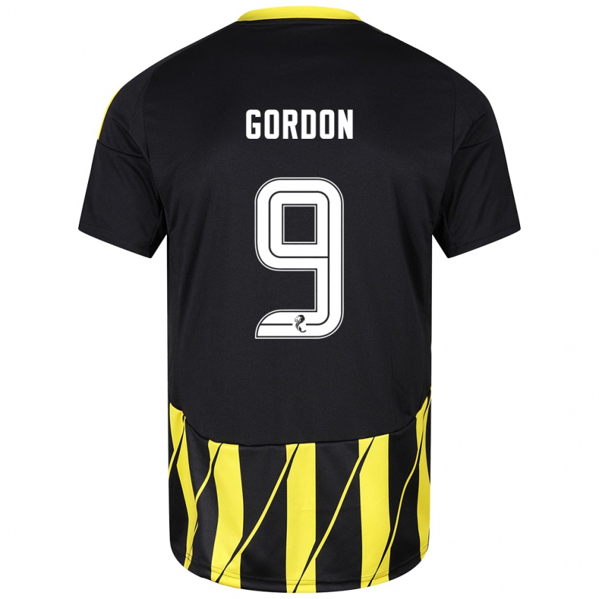 Heren Lauren Gordon #9 Zwart Geel Uitshirt Uittenue 2024/25 T-Shirt België