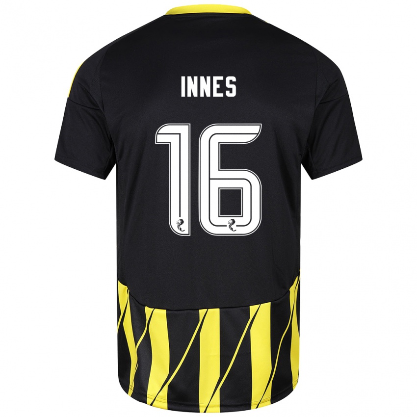 Herren Hannah Innes #16 Schwarz Gelb Auswärtstrikot Trikot 2024/25 T-Shirt Belgien