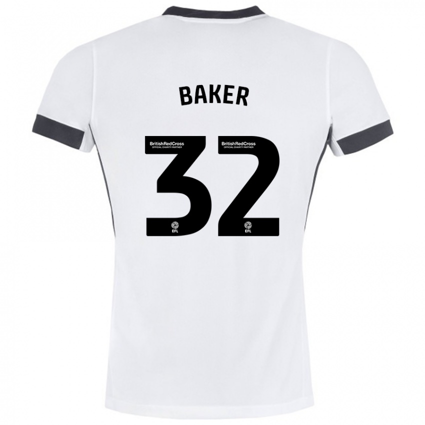 Homme Maillot Ava Baker #32 Blanc Noir Tenues Extérieur 2024/25 T-Shirt Belgique