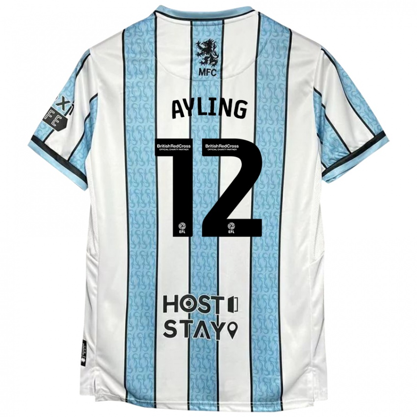 Heren Luke Ayling #12 Witblauw Uitshirt Uittenue 2024/25 T-Shirt België