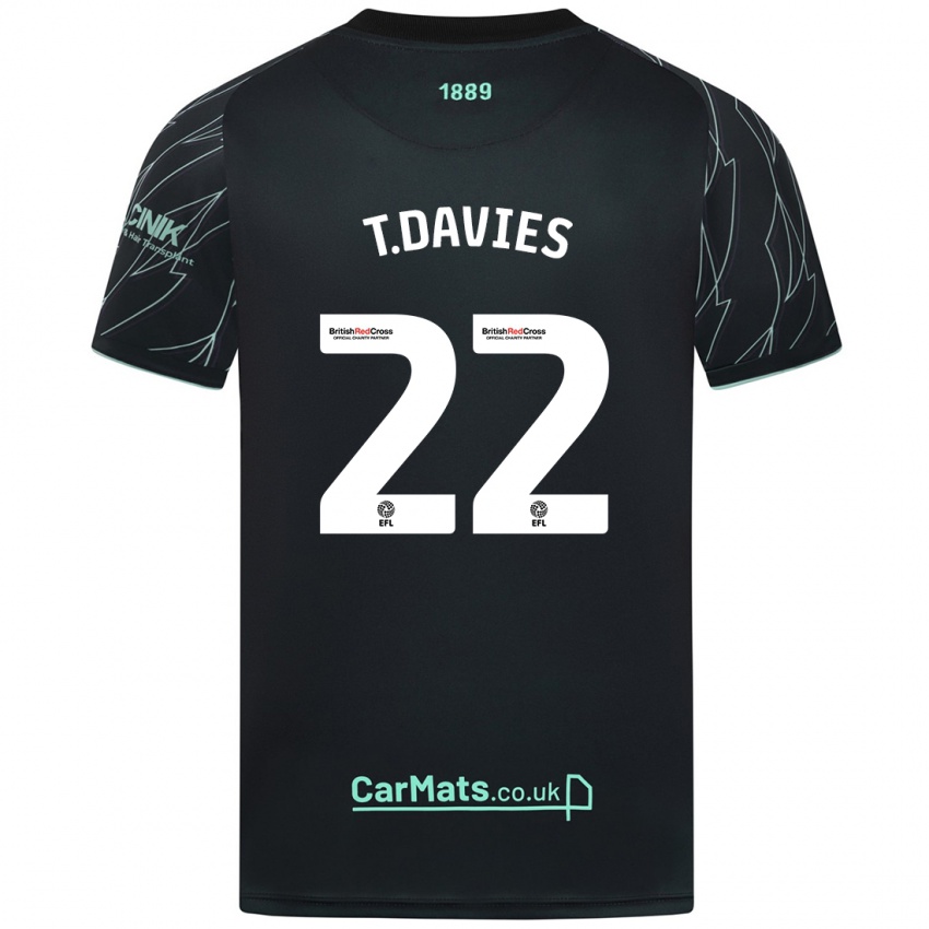 Heren Tom Davies #22 Zwart Groen Uitshirt Uittenue 2024/25 T-Shirt België