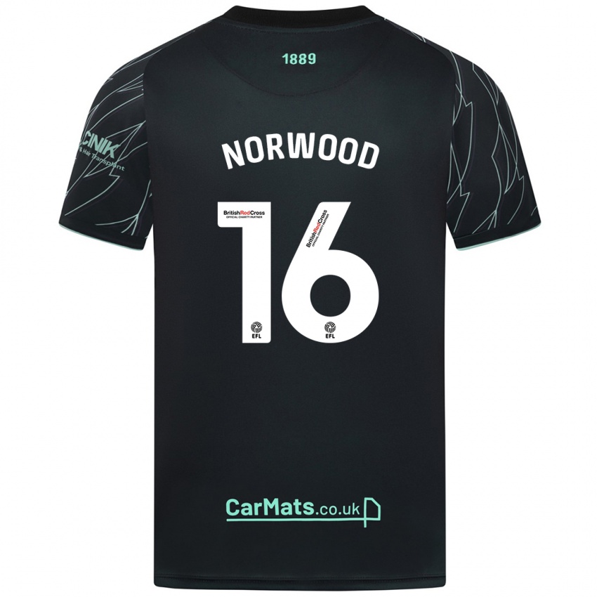 Heren Oliver Norwood #16 Zwart Groen Uitshirt Uittenue 2024/25 T-Shirt België