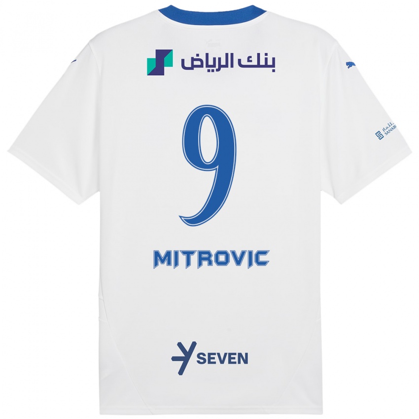 Homme Maillot Aleksandar Mitrovic #9 Blanc Bleu Tenues Extérieur 2024/25 T-Shirt Belgique