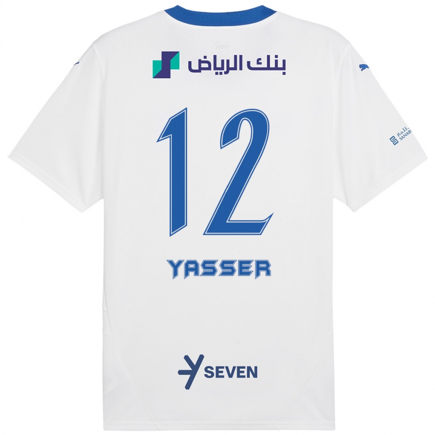 Homme Maillot Yasser Al-Shahrani #12 Blanc Bleu Tenues Extérieur 2024/25 T-Shirt Belgique