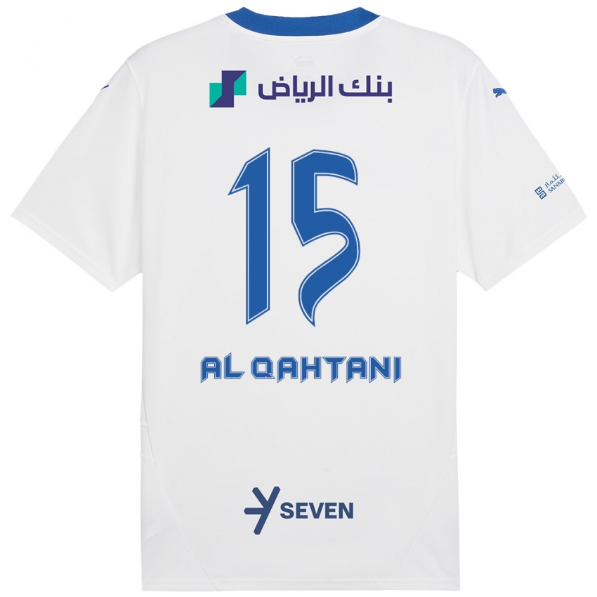 Homme Maillot Mohammed Al-Qahtani #15 Blanc Bleu Tenues Extérieur 2024/25 T-Shirt Belgique